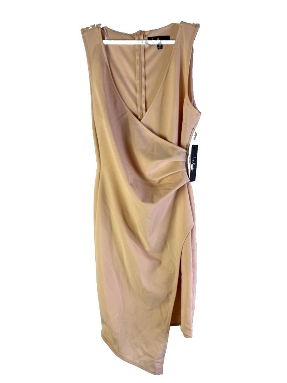 New Lulus Dress Body Con Pencil Wrap Ruched Pink Mini